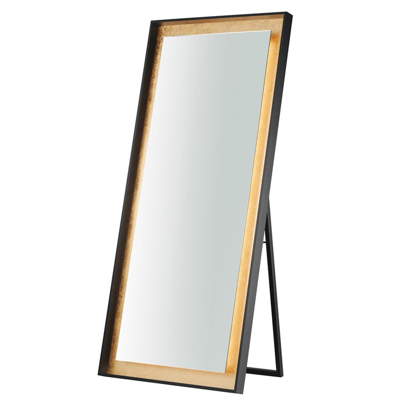 ET2 Lighting Floating 1Lt 30"x67" LED Standing Mirror, Gold/Black