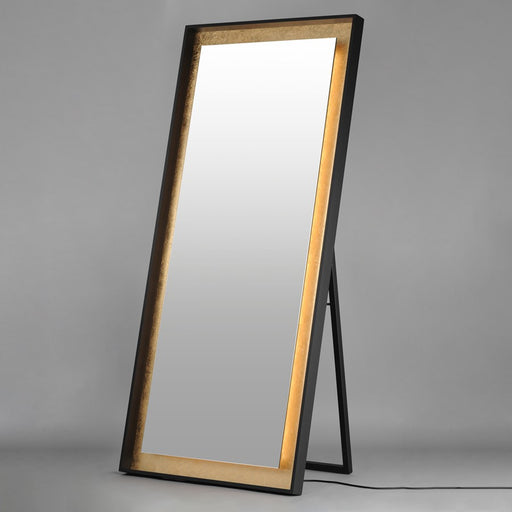 ET2 Lighting Floating 1Lt 30"x67" LED Standing Mirror, Gold/Black