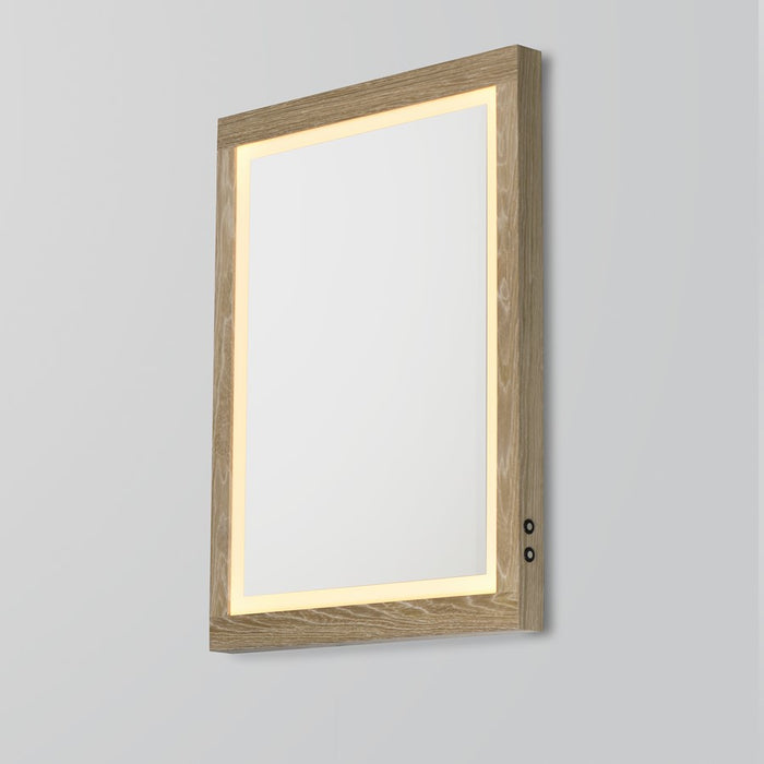 ET2 Lighting Sawyer 1 Light 24"x32" Oak Framed LED Mirror, Oak