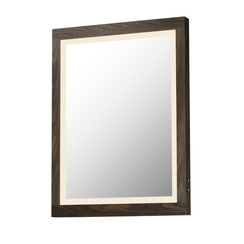 ET2 Lighting Sawyer 1 Light 24"x32" Walnut Framed LED Mirror, Walnut