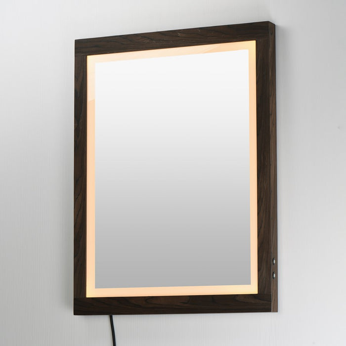 ET2 Lighting Sawyer 1 Light 24"x32" Walnut Framed LED Mirror, Walnut
