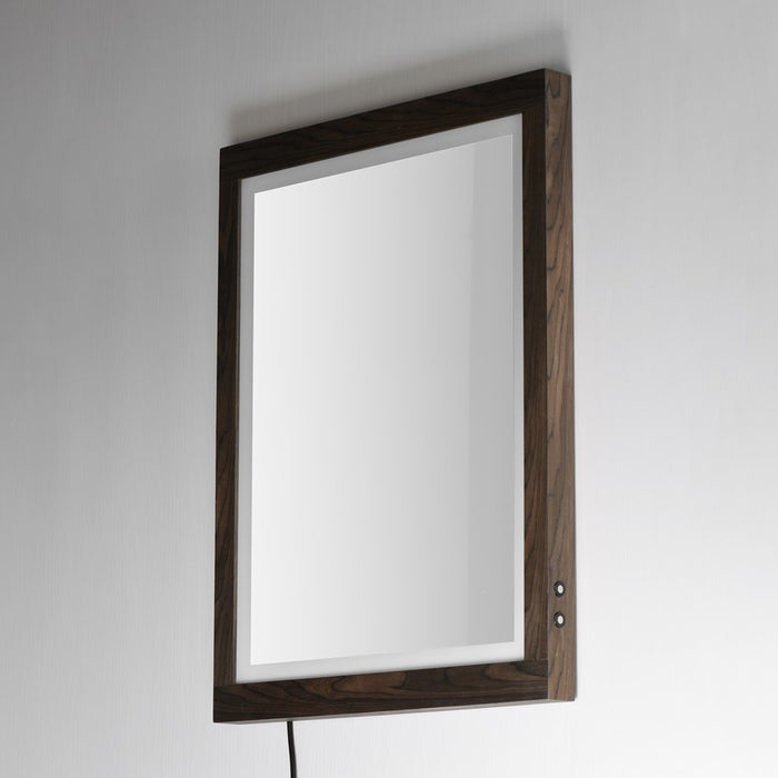 ET2 Lighting Sawyer 1 Light 24"x32" Walnut Framed LED Mirror, Walnut