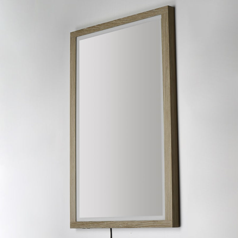 ET2 Lighting Sawyer 1 Light 48"x32" Oak Framed LED Mirror, Oak