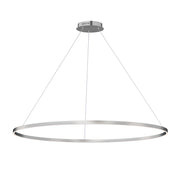 ET2 Groove 60in 1-Light Ring Pendant | Modern Brushed Aluminum and White Acrylic | Kitchen Island & Dining Room | 60 x 60 x 1.25 in | Model E52735-AL