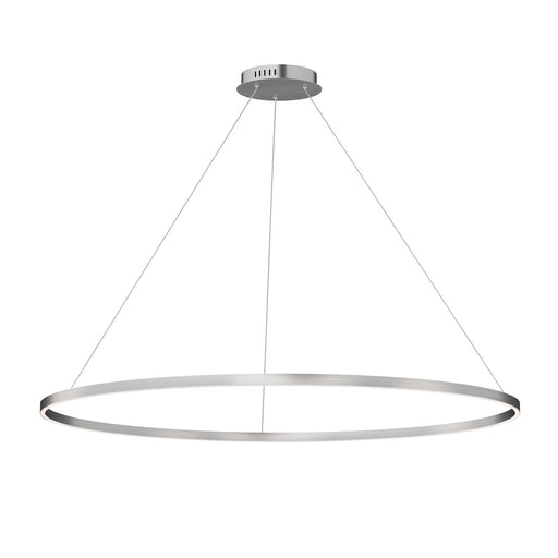 ET2 Groove 60in 1-Light Ring Pendant | Modern Brushed Aluminum and White Acrylic | Kitchen Island & Dining Room | 60 x 60 x 1.25 in | Model E52735-AL