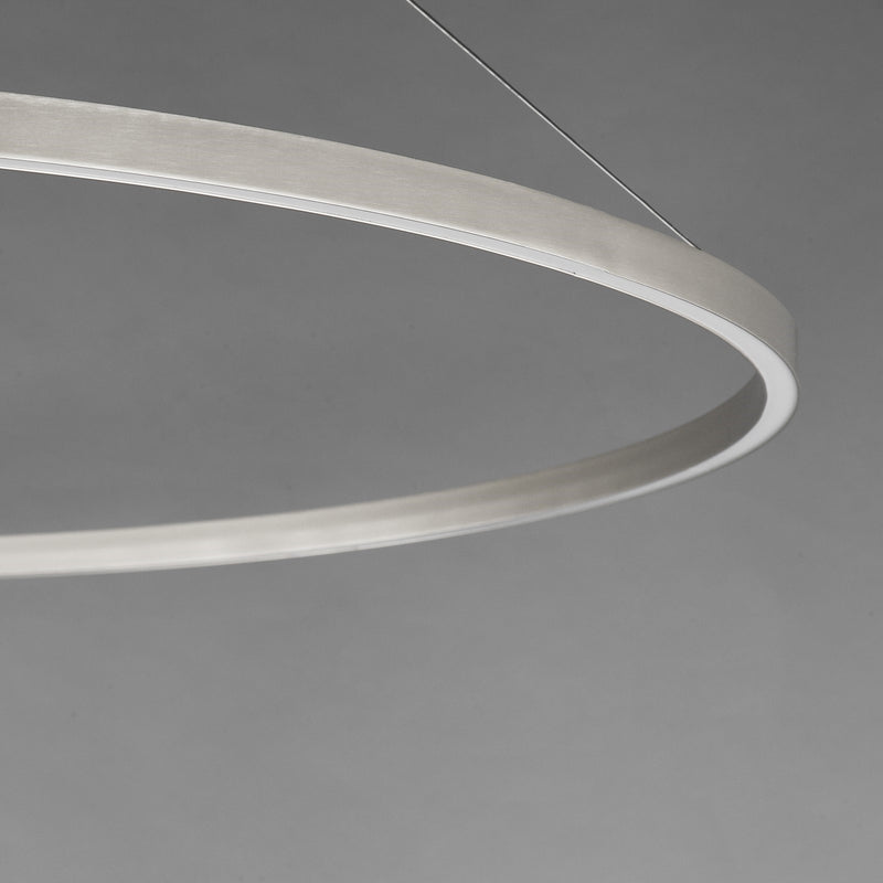 ET2 Groove 60in 1-Light Ring Pendant | Modern Brushed Aluminum and White Acrylic | Kitchen Island & Dining Room | 60 x 60 x 1.25 in | Model E52735-AL