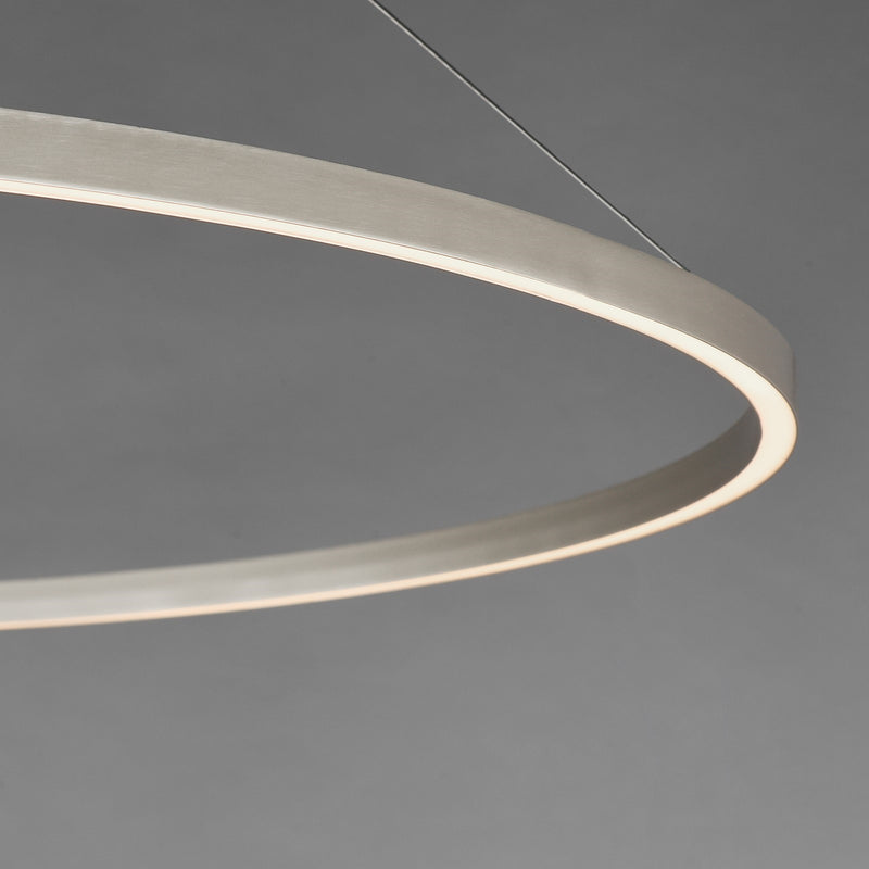 ET2 Groove 60in 1-Light Ring Pendant | Modern Brushed Aluminum and White Acrylic | Kitchen Island & Dining Room | 60 x 60 x 1.25 in | Model E52735-AL