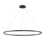 ET2 Groove 60in 1-Light Ring Pendant | Modern Matte Black and White Acrylic | Kitchen Island & Dining Room | 60 x 60 x 1.25 in | Model E52735-BK