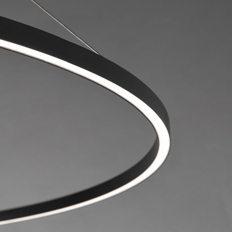 ET2 Groove 60in 1-Light Ring Pendant | Modern Matte Black and White Acrylic | Kitchen Island & Dining Room | 60 x 60 x 1.25 in | Model E52735-BK