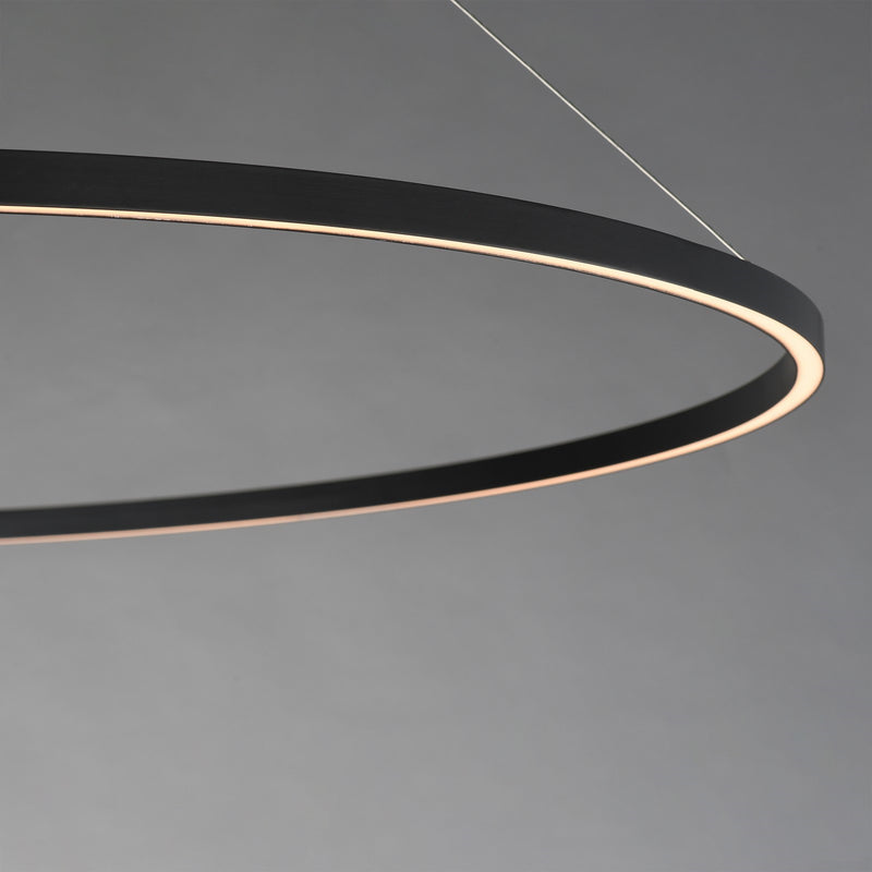ET2 Groove 60in 1-Light Ring Pendant | Modern Matte Black and White Acrylic | Kitchen Island & Dining Room | 60 x 60 x 1.25 in | Model E52735-BK