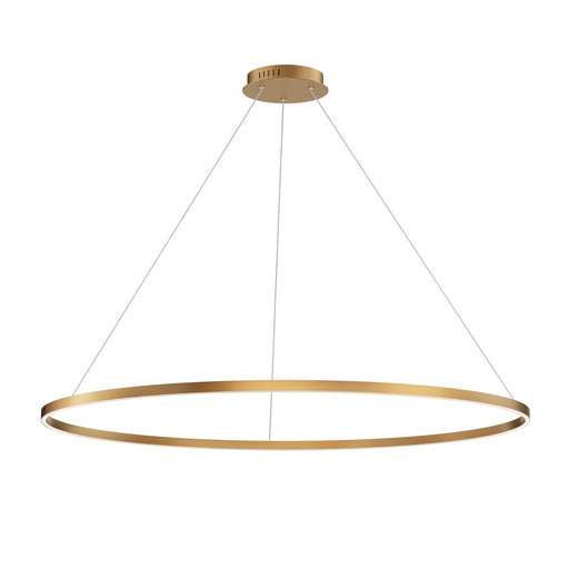 ET2 Groove 60in 1-Light Ring Pendant | Modern Brushed Gold and White Acrylic | Kitchen Island & Dining Room | 60 x 60 x 1.25 in | Model E52735-GLD