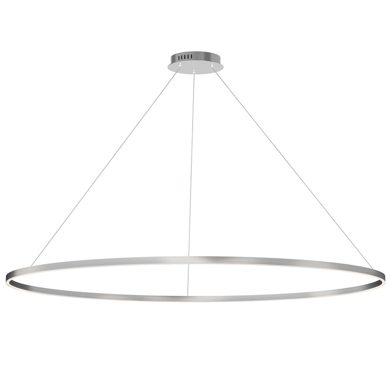 ET2 Groove 72in 1-Light Ring Pendant | Modern Brushed Aluminum and Acrylic | Kitchen Island & Dining Room | 72 x 72 x 1.25 in | Model E52736-AL