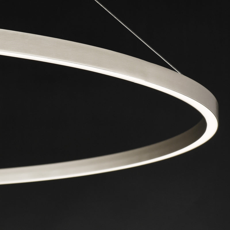 ET2 Groove 72in 1-Light Ring Pendant | Modern Brushed Aluminum and Acrylic | Kitchen Island & Dining Room | 72 x 72 x 1.25 in | Model E52736-AL