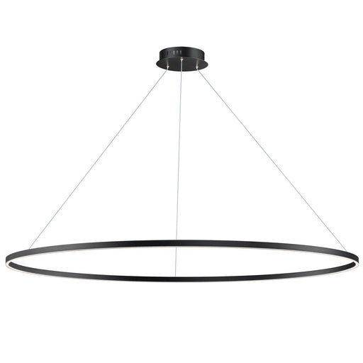 ET2 Groove 72in 1-Light Ring Pendant | Modern Matte Black and Acrylic | Kitchen Island & Dining Room | 72 x 72 x 1.25 in | Model E52736-BK