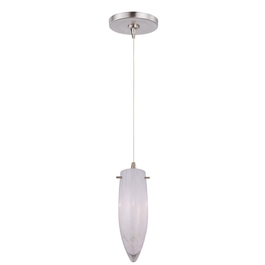 ET2 Lighting WH Cirrus 1Lt RapidJack Pendant/Canopy, NK/WH Cirrus - E94442-113SN