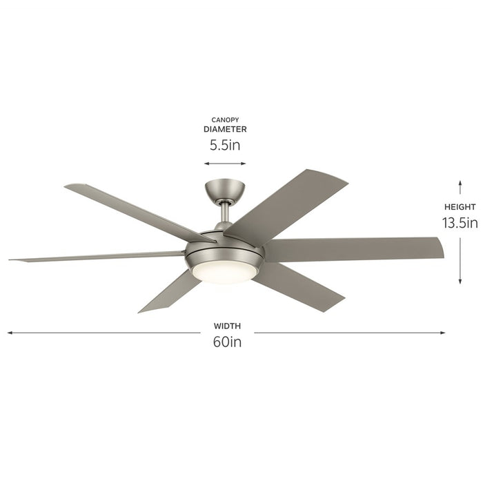 Kichler Mint 1 Light 60" Ceiling Fan, Nickel/Etched Cased Opal