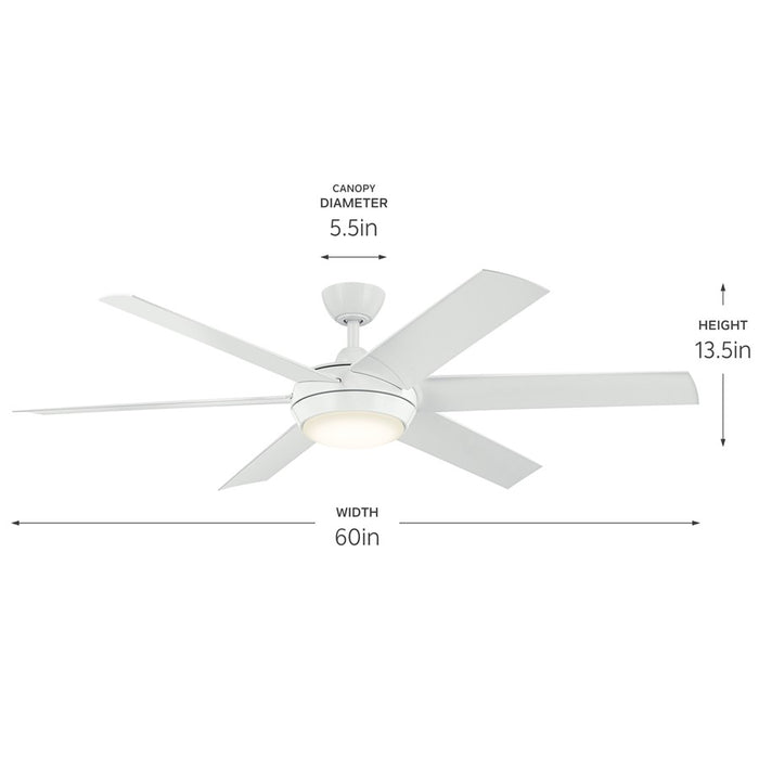 Kichler Mint 1 Light 60" Ceiling Fan, White/Satin Etched Cased Opal