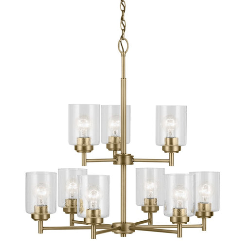 Kichler Winslow 9 Light Chandelier 2 Tier, Natural Brass/Clear Seeded