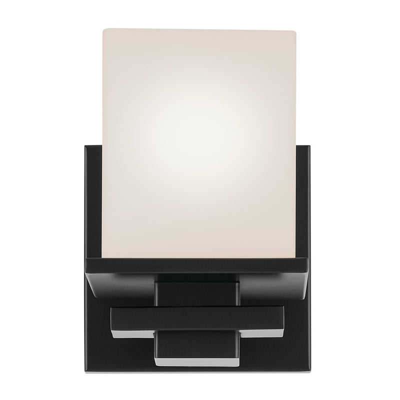 Kichler Tully 1 Light Wall Bracket, Black/Satin Etched Cased Opal
