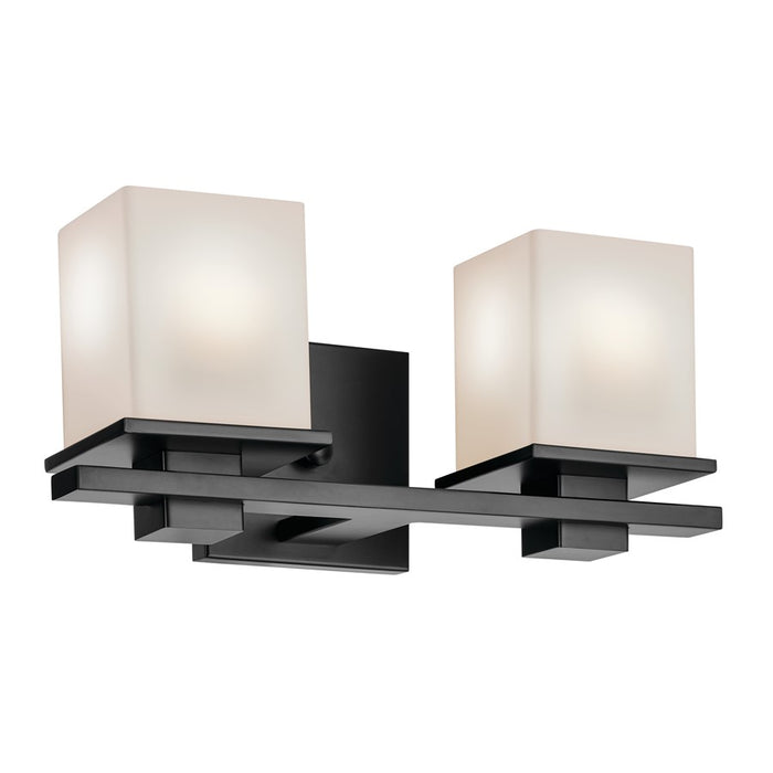 Kichler Tully 2 Light Wall Mt Bath 2 Arm, Black/Etched Cased Opal - 45150BK