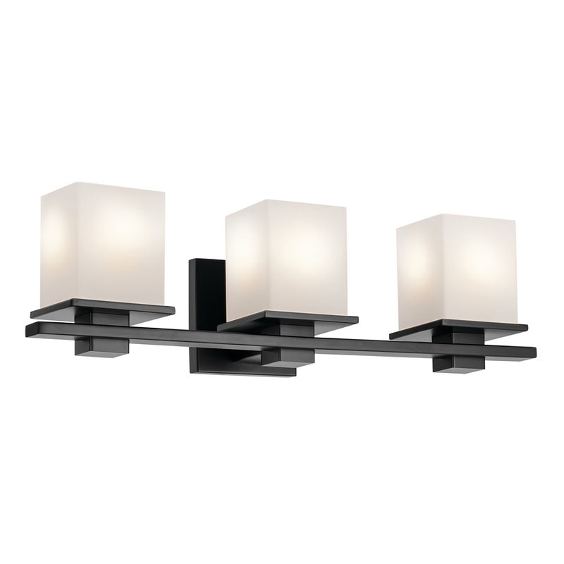 Kichler Tully 3 Light Wall Mt Bath 3 Arm, Black/Etched Cased Opal - 45151BK