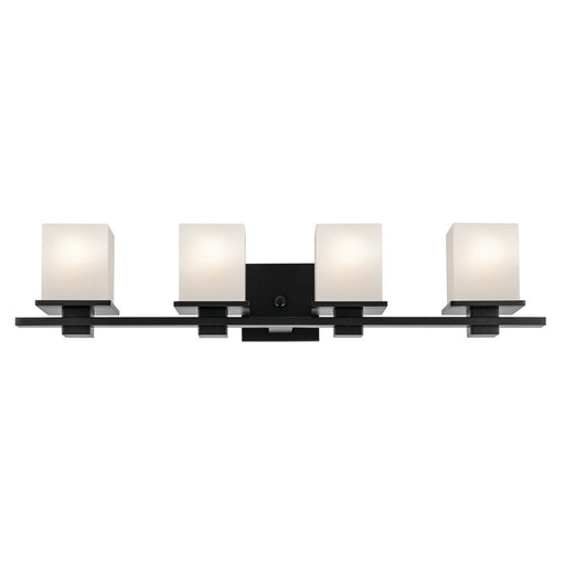 Kichler Tully 4 Light Wall Mt Bath 4 Arm, Black/Etched Cased Opal