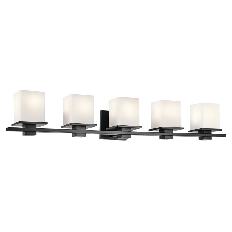 Kichler Tully 5Lt Wall Mt Bath 5 Arm Or More, Black/Etched Cased Opal - 45193BK