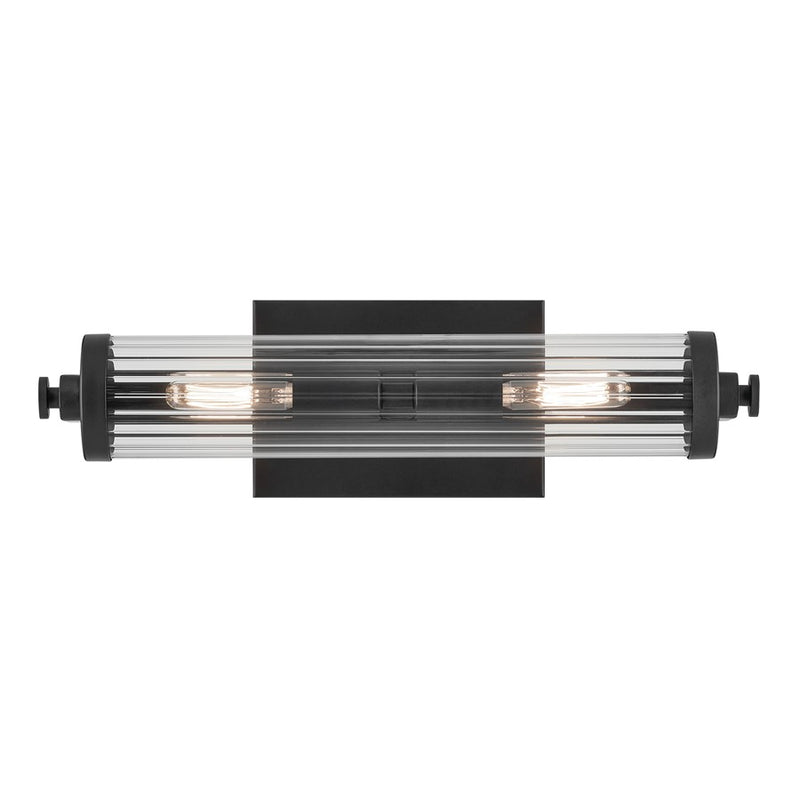 Kichler Azores 2 Light Wall Mt Bath 2 Arm, Black/Clear Fluted