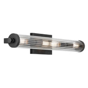 Kichler Azores 4 Light Linear Bath Medium, Black/Clear Fluted - 45649BK