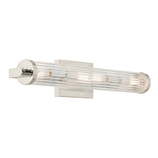 Kichler Azores 4 Light Linear Bath Medium, Nickel/Clear Fluted - 45649PN