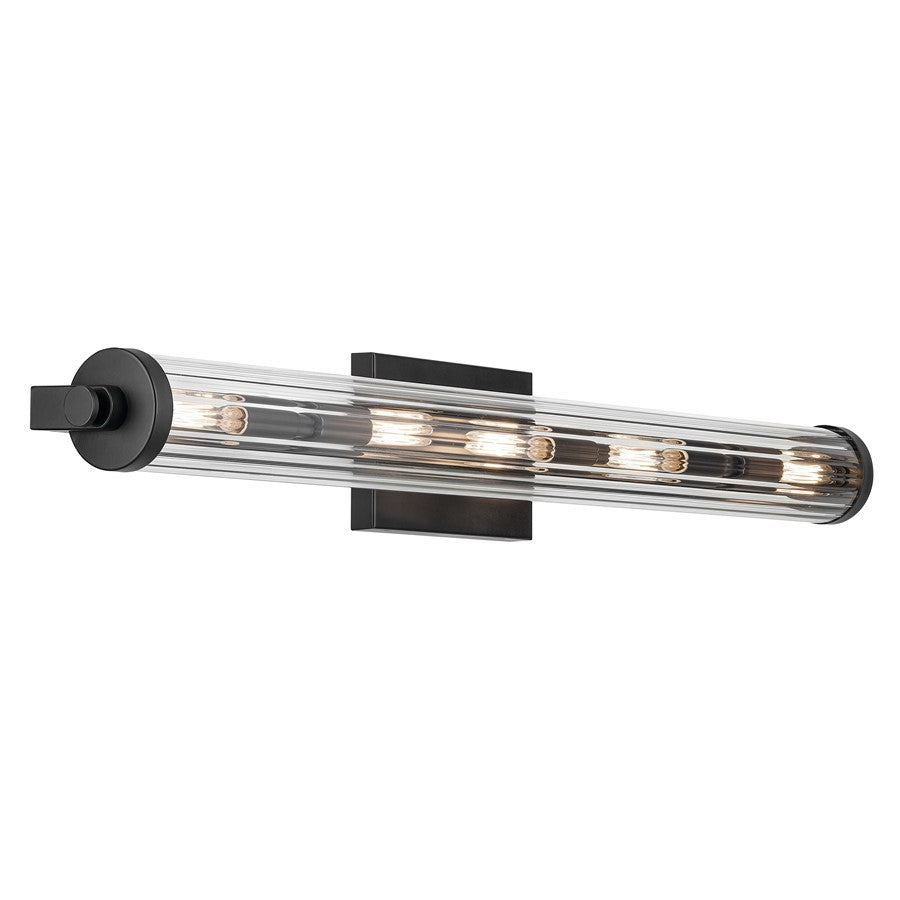 Kichler Azores 5 Light Linear Bath Large, Black/Clear Fluted - 45650BK