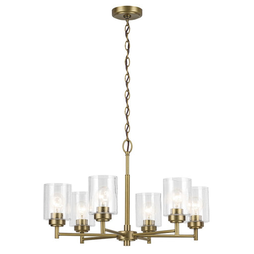 Kichler Winslow 6 Light Chandelier 1 Tier Large, Brass/Clear Seeded - 52616NBR