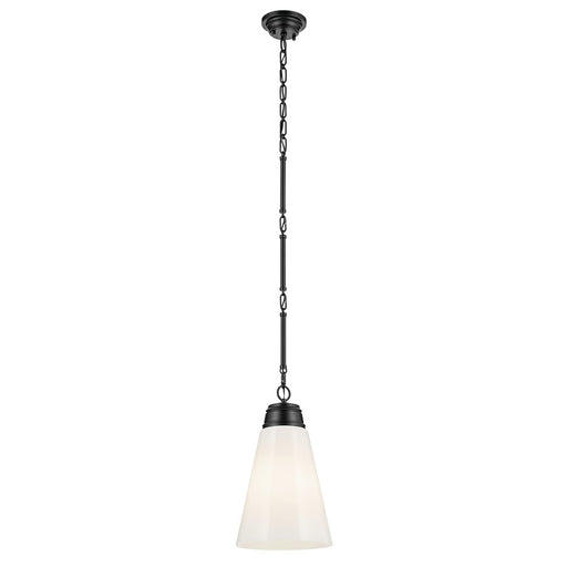 Kichler Marsailli 1 Light 19" Pendant, Black/Cased Opal - 52661BK