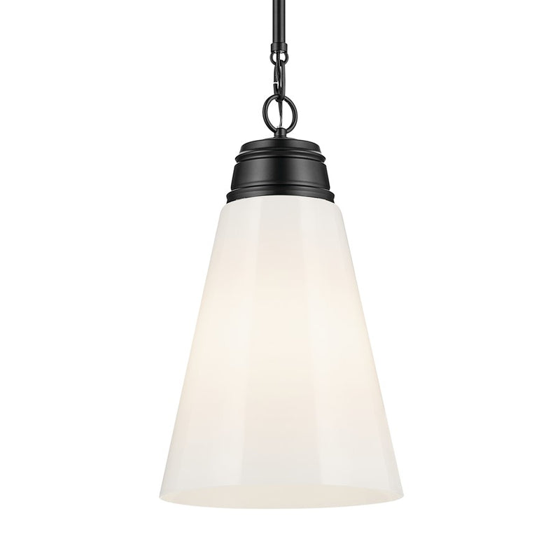 Kichler Marsailli 1 Light 19" Pendant, Black/Cased Opal
