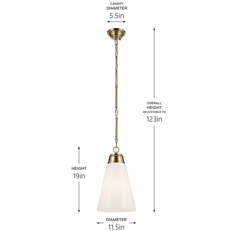 Kichler Marsailli 1 Light 19" Pendant, Champagne Bronze/Cased Opal