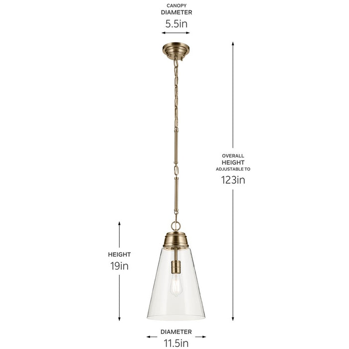 Kichler Marsailli 1 Light 19" Pendant, Champagne Bronze/Clear