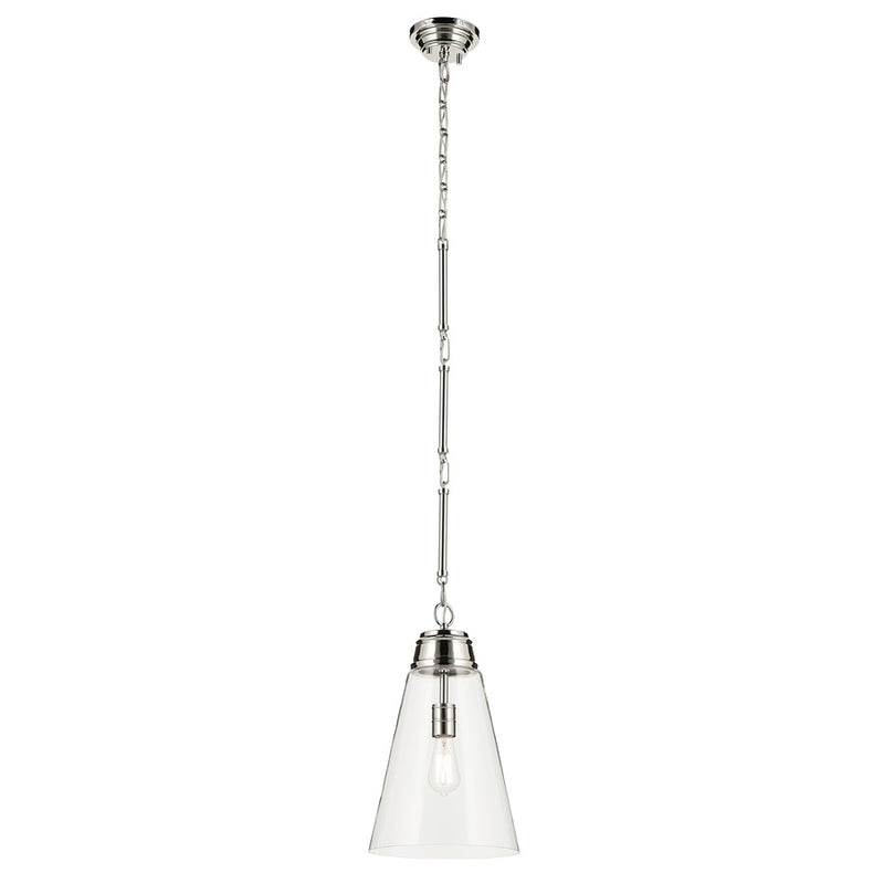 Kichler Marsailli 1 Light 19" Pendant, Polished Nickel/Clear - 52661PNCLR