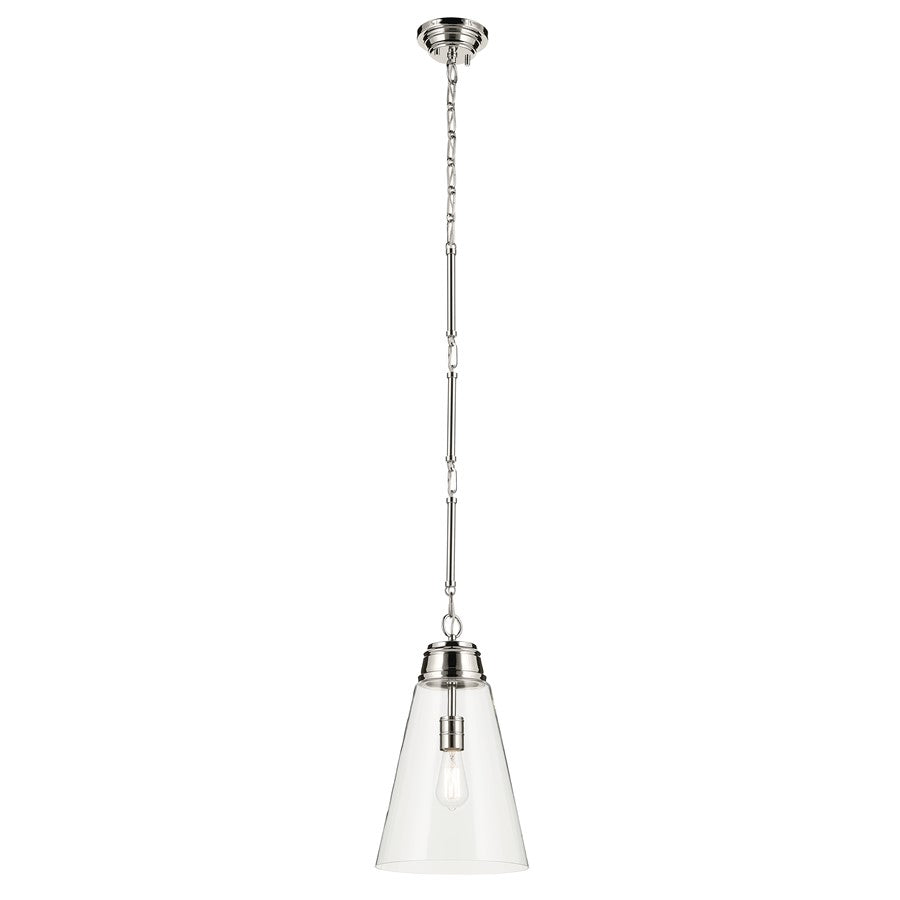 Kichler Marsailli 1 Light 19" Pendant, Polished Nickel/Clear - 52661PNCLR