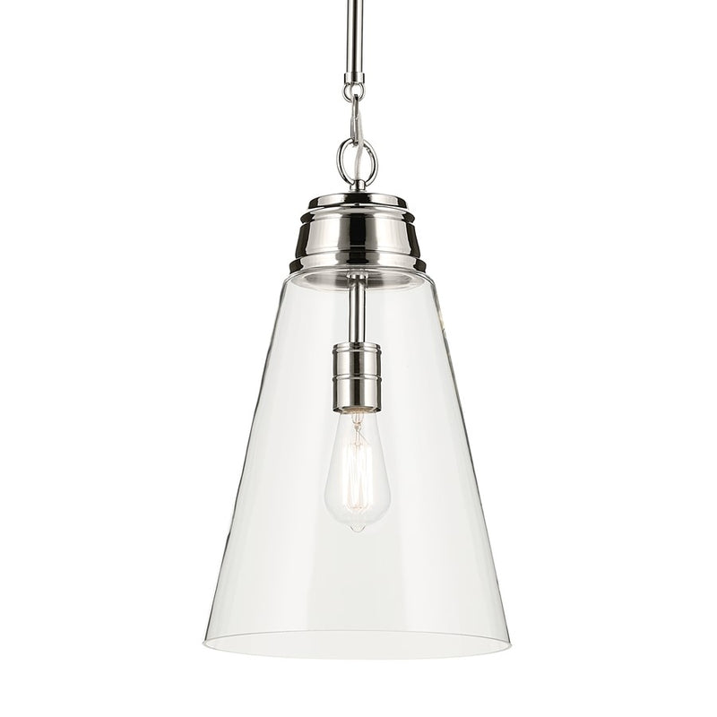 Kichler Marsailli 1 Light 19" Pendant, Polished Nickel/Clear