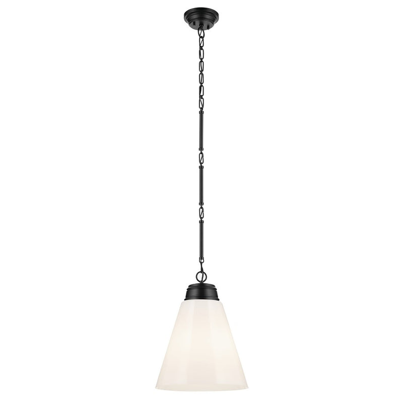 Kichler Marsailli 1 Light 20" Pendant, Black/Cased Opal - 52662BK