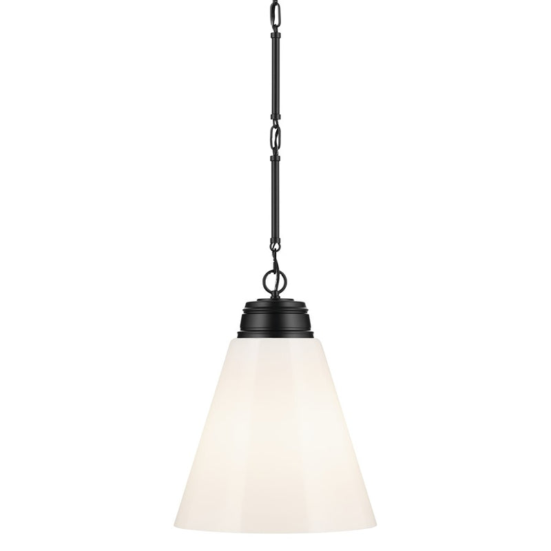 Kichler Marsailli 1 Light 20" Pendant, Black/Cased Opal