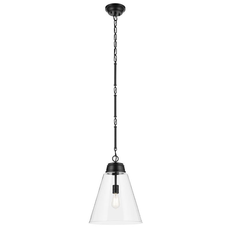 Kichler Marsailli 1 Light 20" Pendant, Black/Clear - 52662BKCLR