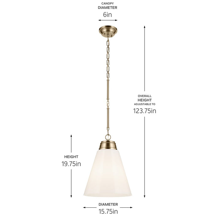 Kichler Marsailli 1 Light 20" Pendant, Champagne Bronze/Cased Opal