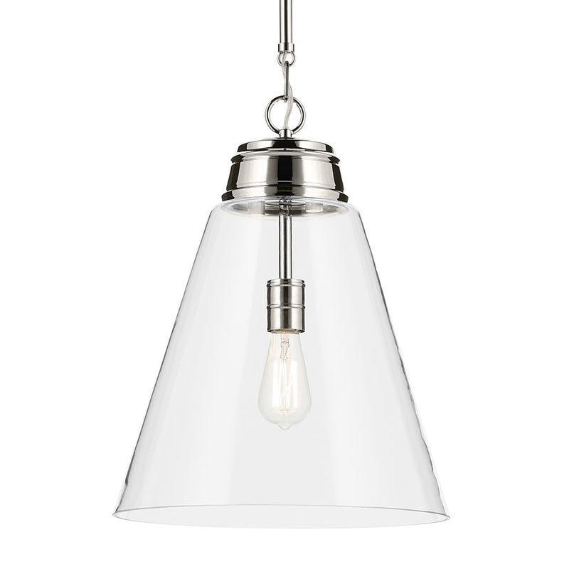 Kichler Marsailli 1 Light 20" Pendant, Polished Nickel/Clear