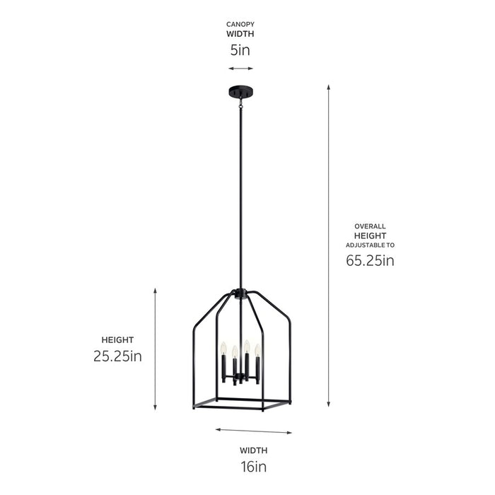 Kichler Madden 4 Light Foyer Pendant, Black