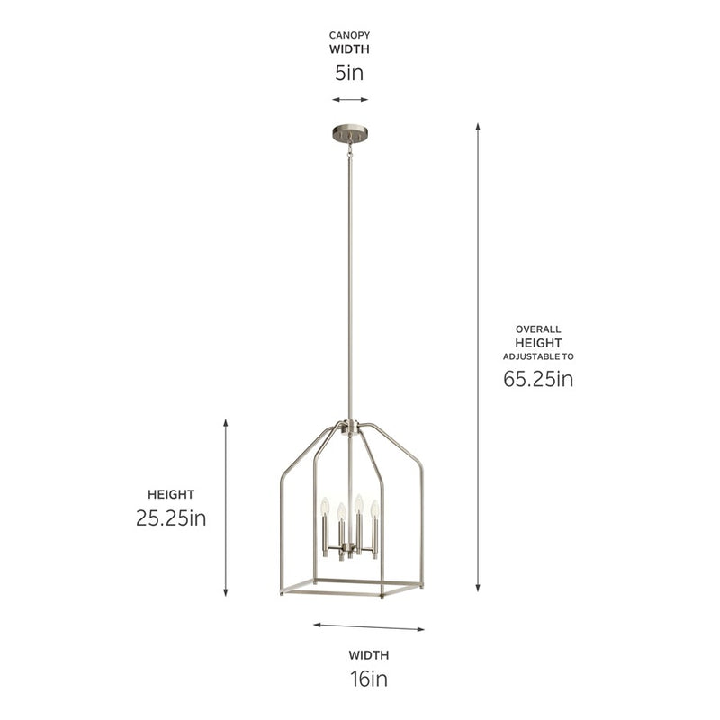 Kichler Madden 4 Light Foyer Pendant, Brushed Nickel