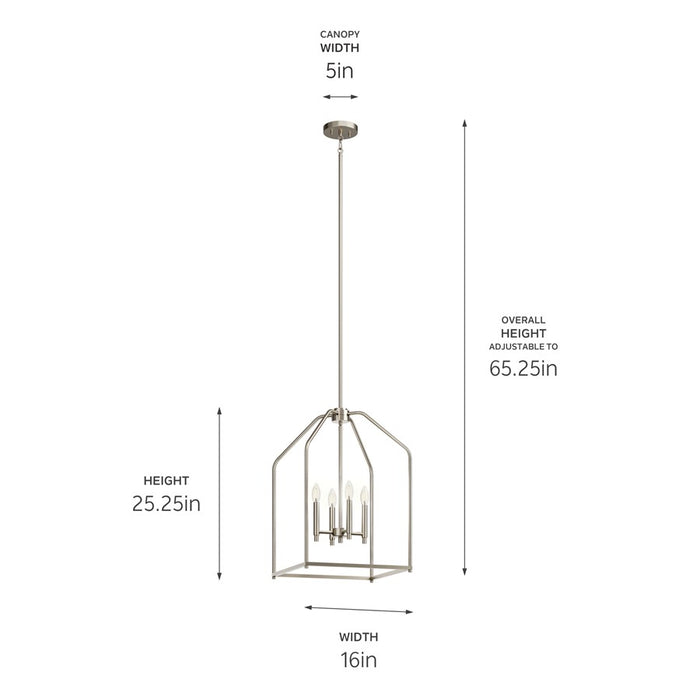 Kichler Madden 4 Light Foyer Pendant, Brushed Nickel