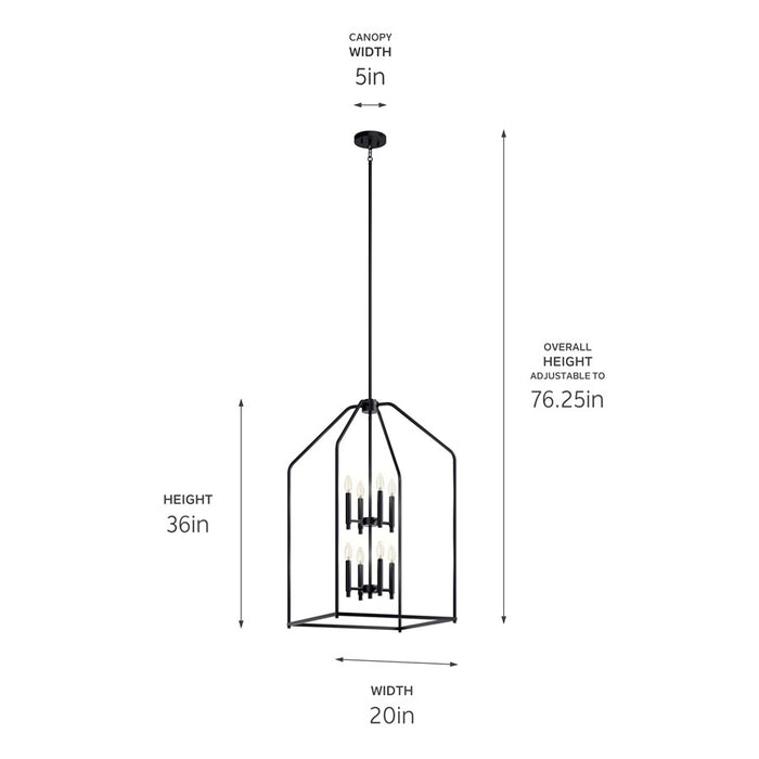Kichler Madden 8 Light 20" Foyer Pendants, Black