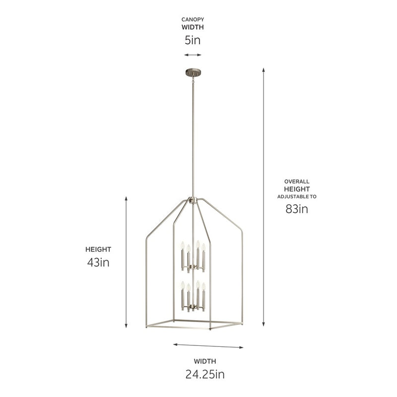 Kichler Madden 8 Light 24" Foyer Pendants, Brushed Nickel