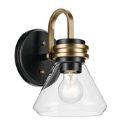 Kichler Farum 1 Light 10" Wall Sconce, Black/Clear - 55153BKCLR
